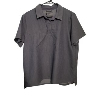 FIGS Nala Graphite Grey Womens Short Sleeve Polo Scrub Top, Size L